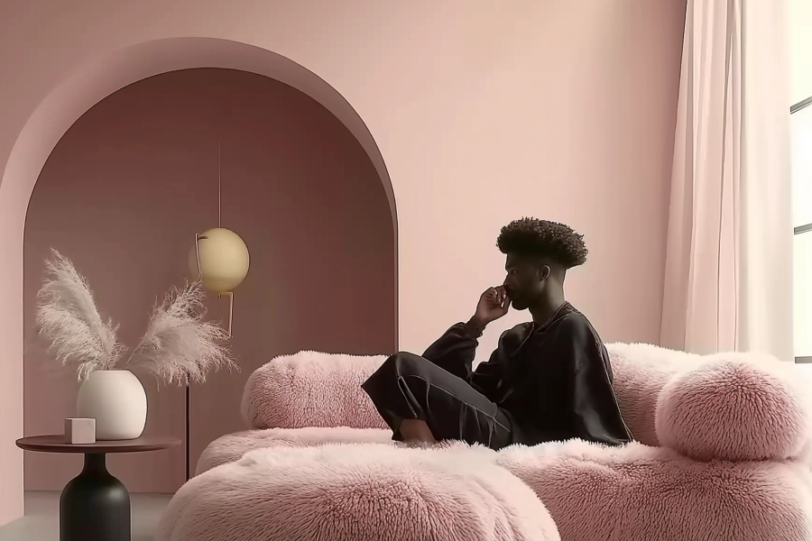 pink small sofa