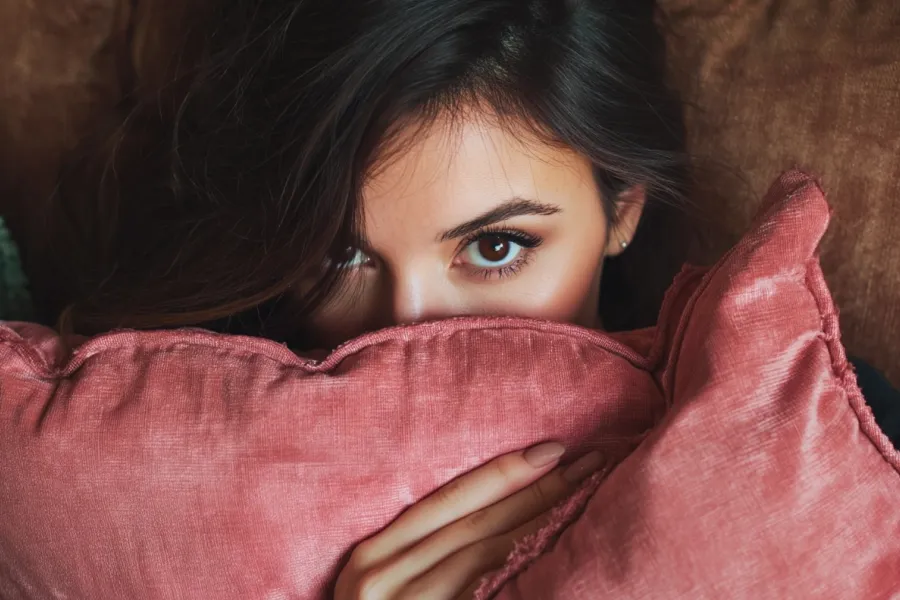 dusty pink sofa