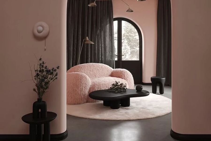 dusty pink sofa